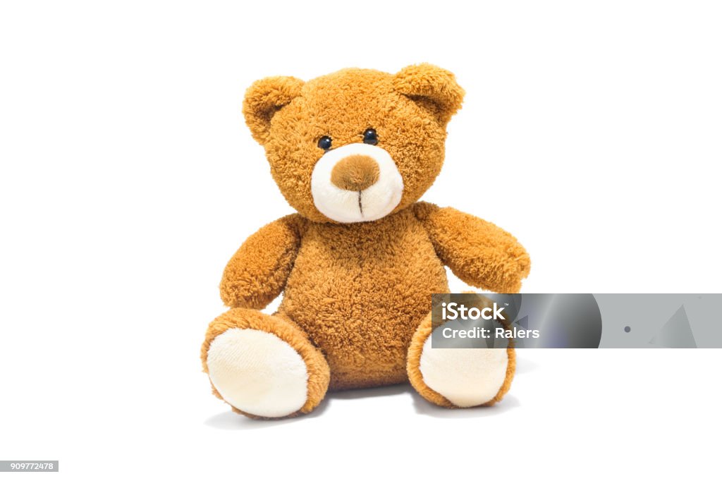 Brown+teddy+bear+isolated+in+front+of+a+white+background.